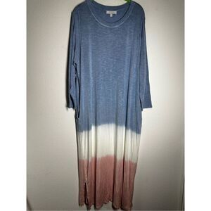 New Directions Multicolor Ombré Dress Long Sleeve Pockets Sz XL See Notes